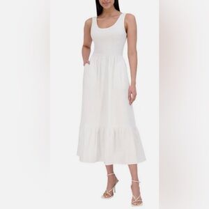 Steve Madden White Sleeveless Midi Dress
